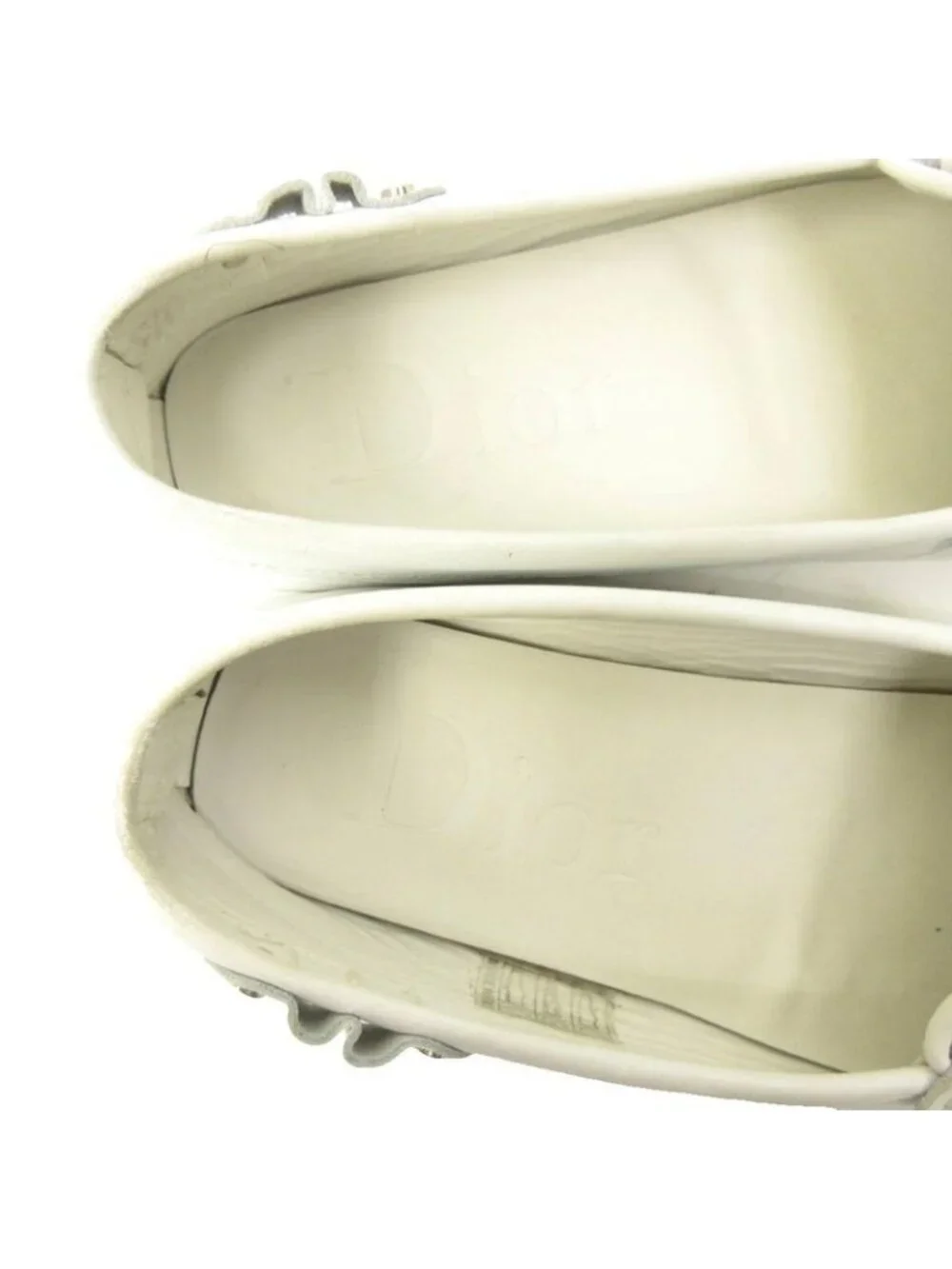 Dior Trotter Loafers Driving Shoes Leather White 35.5 - Picture 5 of 7